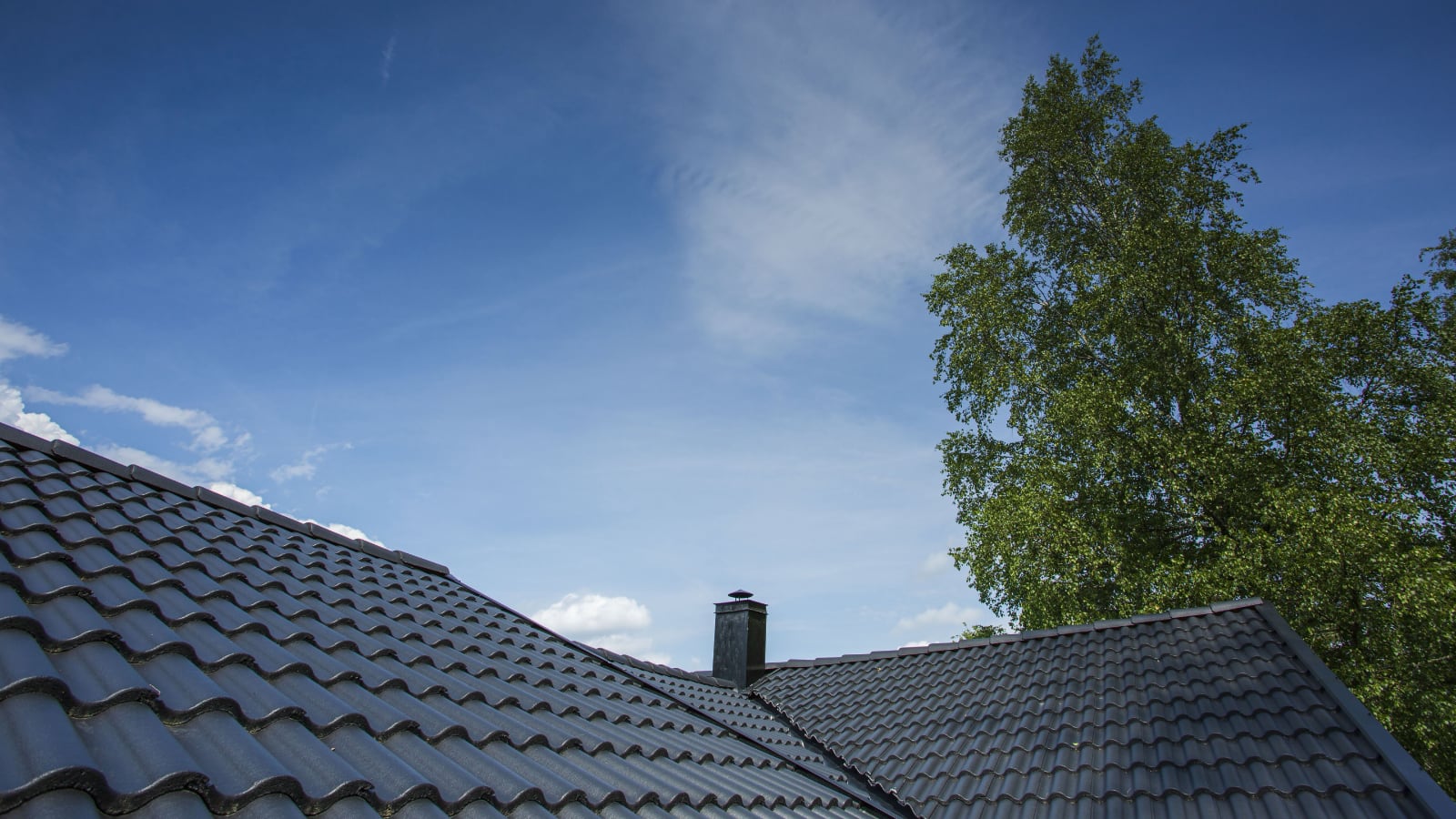 Närbild på betongpannor med ålderspatina